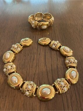 Vintage Bijoux Givenchy Byzantine-Necklace and Bracelet Set from the 1970s